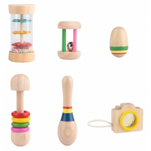 6 Piece Wooden Rattle Set, Musical Sensory Toys and Instruments for Boys and Girls, Birthday Gift