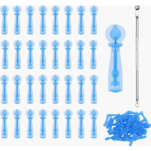100 Disposable Blackhead Remover Needles, Blue ABS Acne Blemish and Whitehead Extraction Set for Home Salon