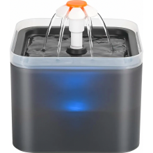Kattenwaterfontein van 2 liter, grijs, met stille pomp, ledverlichting en diep filter, geschikt voor huishoudens met meerdere huisdieren.