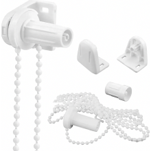 Vervangende rolgordijnbeugels, klembevestigingen met ketting, wit PVC, 4-delige set voor binnenramen