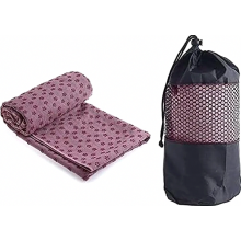 Antislip microvezel yogahanddoek, sneldrogende mathoes voor hot yoga en pilates, 183 x 61 cm, grijs paars