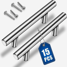 Set van 15 zilverkleurige kastgrepen, ladehandgrepen van geborsteld roestvrij staal met schroeven, gatenafstand 128 mm, lengte 200 mm
