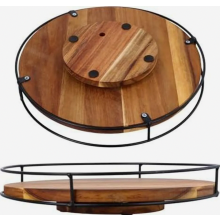 Grote houten draaiplateau (Lazy Susan) met antislipfunctie, 30 cm, 360 graden draaibaar, geschikt voor kruidenrek in de keuken, koelkast en