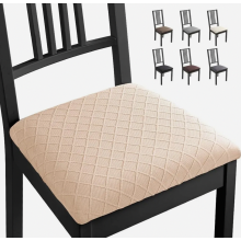 Paquete de 4 fundas para sillas de comedor, fundas elásticas de jacquard de spandex, extraíbles y lavables, color beige para el hogar, hotel