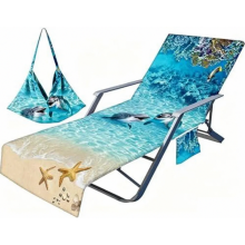 Toalla de felpa para tumbona con 2 bolsillos, 75 x 210 cm, para tumbonas de jardín, piscinas y playas.