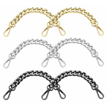 Set van 6 korte metalen taskettingen van 20 cm, vervangende handtaskettingen, aluminium, zilver, goud en zwart.