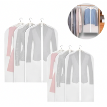 Mothproof Garment Bags 6 Pack, Breathable Transparent Clothes Covers for Home Wardrobe Storage