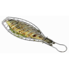 Grillzange für Fischkorb, 43 cm, Edelstahl, silberfarben, großes Grillwerkzeug für den Außenbereich