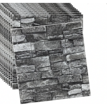 Peel and Stick Wall Panels, 3D Brick Faux Stone Wallpaper, Self Adhesive, Black, 20 Piece Set