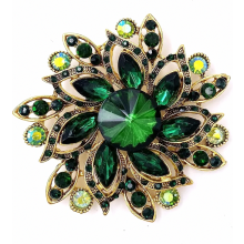 Elegant Vintage Style Floral Brooch with Austrian Crystal for Women, Wedding and Formal Wear