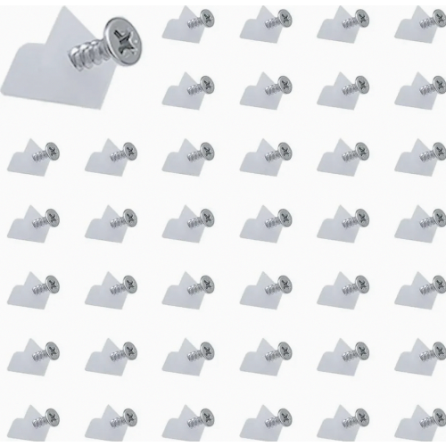 100 Pack Drawer Back Panel Connectors, Sagging Drawer Base Wedges, Cabinet Backing Clips with Screws, White
