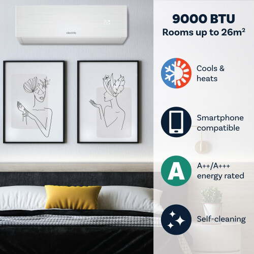 TCL electriQ iQool 9000 BTU Smart A+++ Wall Mounted Split Air Conditioner iQool9Plus 2