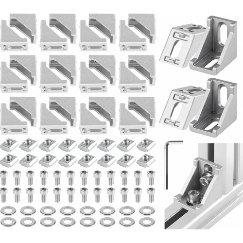 Pacote com 24 suportes de canto de perfil de alumínio com encaixe de 30x30 mm e ângulo de 90 graus, conectores para impressoras 3D, CNC e pr