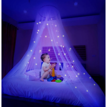 Starry Mosquito Net Bed Canopy, Dome Design with Soft Glow Stars for Babies, Children and Adults