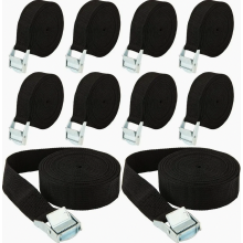 10 Pack 1m Black Tie Down Straps, 25mm Wide Adjustable Lashing Straps with Buckle for Cars, Bikes and Camping
