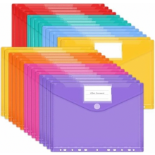 A4-documentmappen, 28 stuks in 7 kleuren, met 11 perforaties en labelhouder voor het ordenen van documenten.