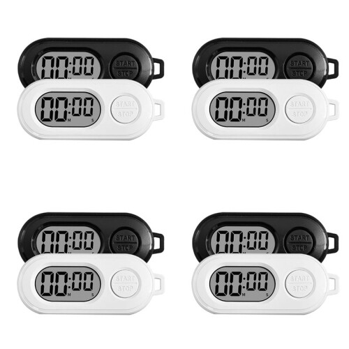 8pcs Keychain Stop Watch with LCD Screen Digital Countdown Timer  Portable Electronic Pocket Watch