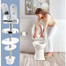 WC-istuimen saranat, sinkkiseoksesta valmistettu pehmeästi sulkeutuva saranasarja yleiskäyttöisille WC-kansille, hopea