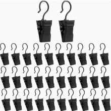 100 Pack Black Curtain Clips with Hooks, Stainless Steel Small Metal Drapery Clamps for Bedroom Home Decor
