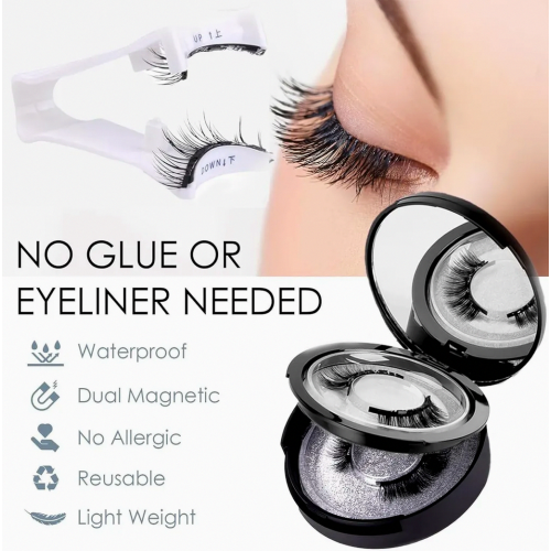 Natural Look Magnetic Eyelashes Set, 3D False Lashes Without Glue or Eyeliner with Applicator 2