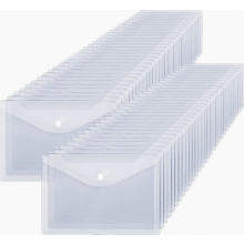 Lot de 60 pochettes transparentes A5 pour documents avec bouton-pression, étanches, pour papiers et reçus