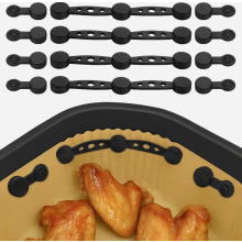 Pinces magnétiques en silicone pour friteuse à air, supports de papier sulfurisé résistants à la chaleur, noirs, lot de 4