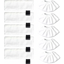 Ensemble de 10 chiffons en microfibre pour nettoyeurs vapeur EasyFix SC1 SC2 SC3 SC4 SC5 SV7, comprenant 5 lingettes de sol et 5 housses.