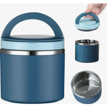 Boîte alimentaire isotherme en acier inoxydable de 1 L avec poignée, idéale pour les repas, les soupes et les céréales.