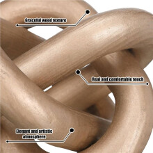 2X 3 Link Wood Knot Decor - Hand Carved Coffee Table Decoration,Rustic Objects for Home,Living Room Bedroom(Champagne)
