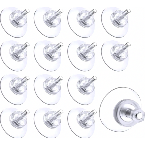 15 Pack Clear Threaded Suction Cups 30 mm with Knurled Nuts for Kitchen Bathroom Windows and Glass