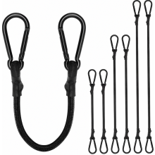 Bungee Cords with Carabiner Hooks, 6 Pack Heavy Duty Black Luggage Straps in 60, 90, 120 cm for Garden, Bike, Car