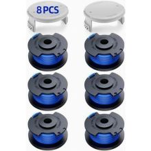 6 Pack Replacement Strimmer Spools with 2 Caps, 1.65 mm Line, 3.4 m Length for 18V, 24V and 40V Trimmers