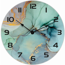 Marble Wall Clock, Silent Non-Ticking Decorative Design, Easy-to-Read, 33 cm for Bedroom, Living Room and Kitchen