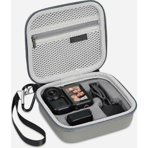 Faux Leather Carrying Case for Compact Vlogging Action Camera Accessories, Portable Storage Bag, Black