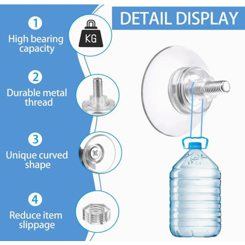 15 Pack Clear Threaded Suction Cups 30 mm with Knurled Nuts for Kitchen Bathroom Windows and Glass 2