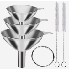 Ensemble de 6 entonnoirs en acier inoxydable, grands, petits et mini, de qualité alimentaire, pour bouteilles et flacons de cuisine.