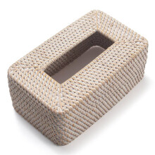 2X Rattan Tissue Box Cover, Rectangular Wicker Tissue Box Holder, Decorative Woven Facial Tissue Holder for Home Office