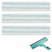 Set van 3 vervangende microvezelpads voor ruitenwisser en framereiniger, inclusief wasbare wisserhoezen.