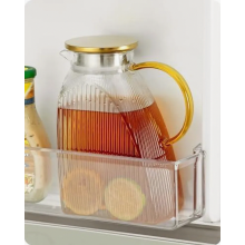 1,8-Liter-Glaskaraffe mit Deckel, Kühlschrankkrug aus Borosilikatglas mit Edelstahldeckel für heiße und kalte Getränke