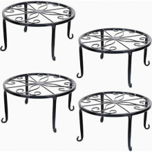 4er-Pack schwarze Metall-Pflanzenständer für Blumentöpfe, runde Topfhalter für drinnen und draußen, ideal für Garten und Balkon