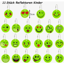 Reflecterende sleutelhangers met smiley voor kinderen, veiligheidshangers voor rugzakken, fietsen en wandelen.