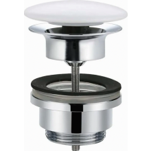 Witte keramische pop-up afvoerplug voor wastafel, 1 1/4 inch messing afvoerkraan met overloop voor badkamerwastafel