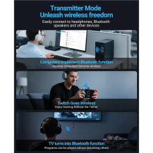 2X Transmitter Receiver, 3.5MM to 5.3 Transmitter, 2-in-1 Airplane Adapter for Headphone,TV,Speakers,Car,Home
