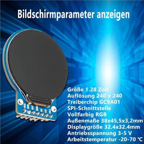 1.28INCH Circular TFT Screen for  RGB IPS HD 240 X 240 Resolution SPI Interface LCD Display Module 4pack