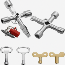 6 Pack 4 Way Utility Cross Key, Universal Cabinet Meter Tap Radiator Lift Metal Square Key Set