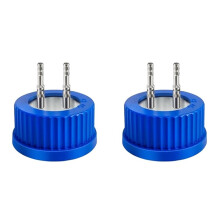 2X 304 Stainless Steel GL45 Safety Bottle Cap for Laboratory Use, Medium Size, Autoclavable 1-Port 2-Port