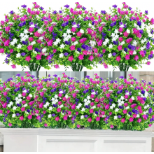 Artificial Flowers 12 Bundles UV Resistant Faux Shrubs for Outdoor Garden Home Wedding Decor, 3 Colours
