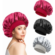 3er-Pack Satin-Schlafhauben für Damen und Mädchen, weiche, verstellbare elastische Haarkappen zum Schutz der Haare in der Nacht