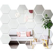 Paquete de 24 pegatinas hexagonales de espejo acrílico para pared, azulejos decorativos autoadhesivos 3D para la decoración del hogar.