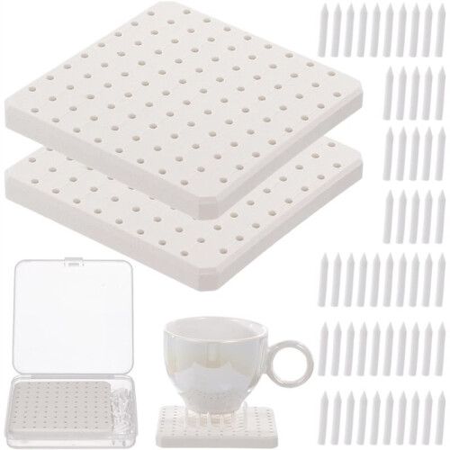 180 Pcs Kiln Stilts Support Nails with 2 Pcs Ceramic Refractory Pads, Kiln Support Pads Temperatures High for Ceramic